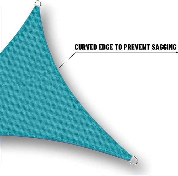 SUNNY GUARD Waterproof Sun Shade Sail 13'x13'x13' Turquoise Blue Triangle UV - Image 4