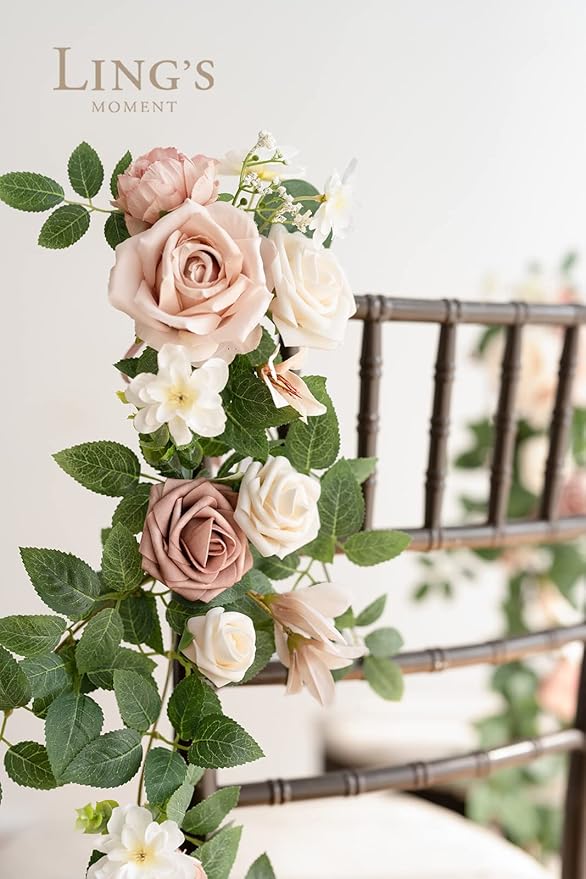 Artificial Flowers Wedding Chair Floral Swags, 10 Pack, Dusty Rose