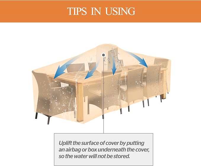 WJ-X3 Large Rectangular Outdoor Table Cover Waterproof, Heavy Duty Patio - Image 7