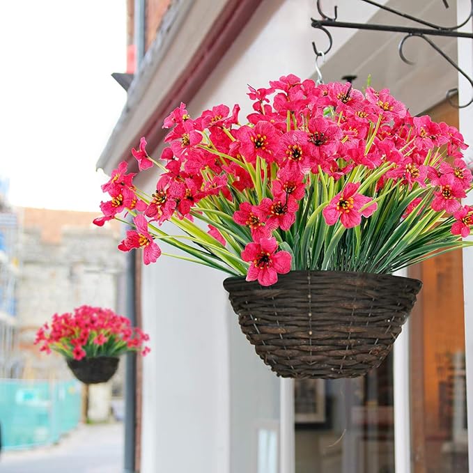 Artificial Plants Greenery, 30 Bundles, UV Resistant Outdoor Flowers