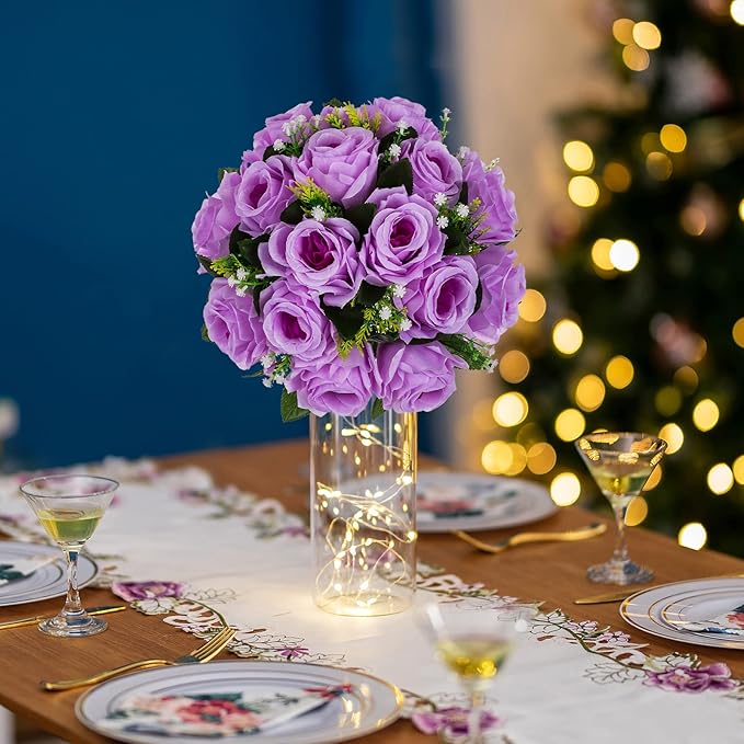 Artificial Flower Balls, Lilac Silk Roses for Centerpieces