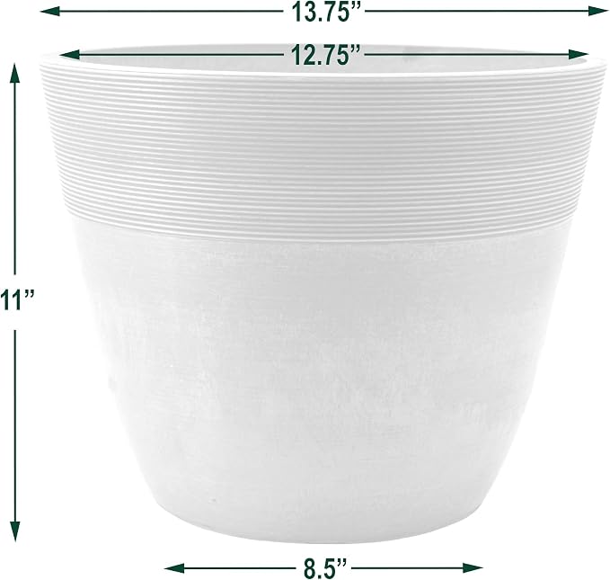 PSW Pot Collection FM35TP 14-inch Plastic/Stone/Wood Composite Large Ribbed - Image 4