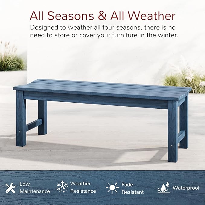 Stoog Outdoor Benches Set of 2, 2-Person Patio Dining Bench, Waterproof HIPS - Image 4