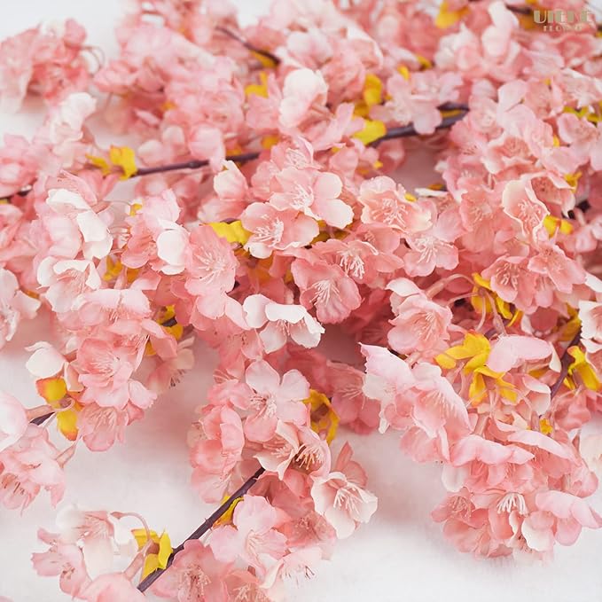 Artificial Cherry Blossom Branches, Pink Silk, 39.3 in, Set of 3