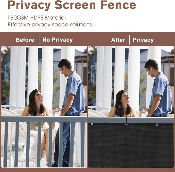 Sunny Guard Customized 3'x19' Black Balcony Privacy Screen, 90% Shade - Image 4