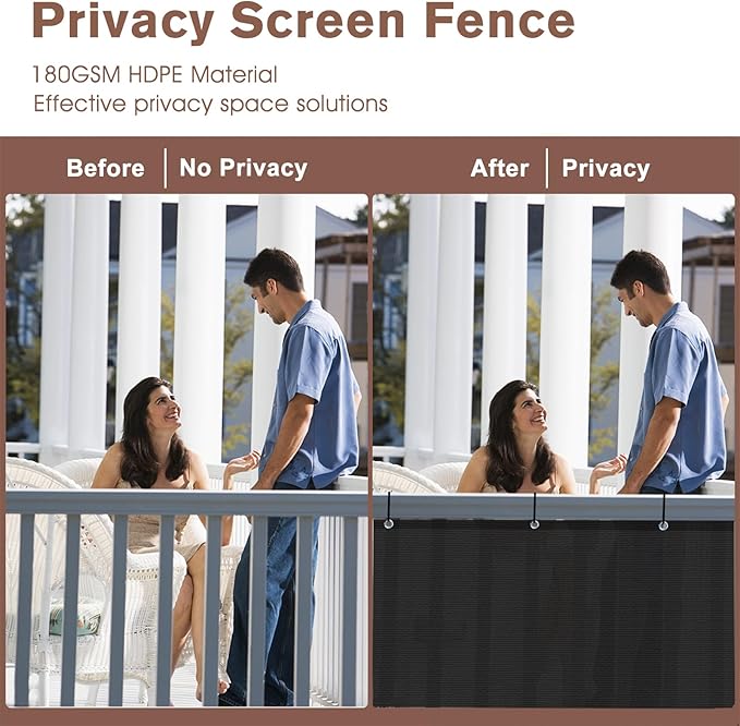 Garden Privacy Screen 3 x 31 ft Black, 90% Shade Balcony Mesh