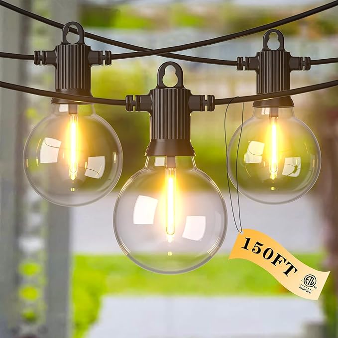String Lights 150FT Warm White LED, IP65 Waterproof, Shatterproof