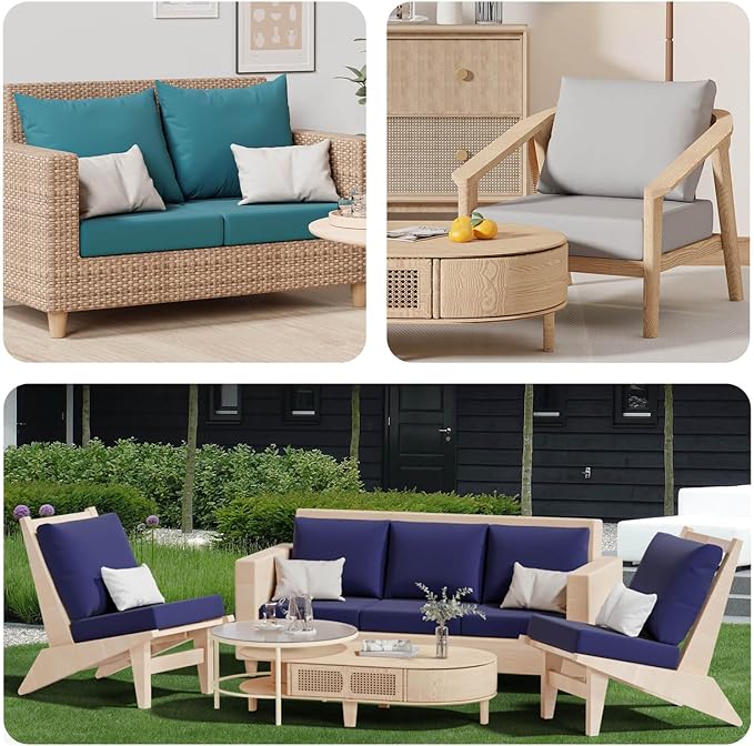 Cushion Covers 8 Pack Navy Blue Stretch Fit Outdoor Patio Slipcovers