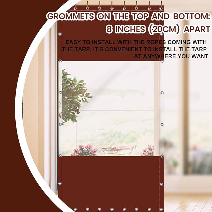 20 Oz Outdoor Vinyl Curtain, Outdoor Clear Panel Curtain, Weather Resistant - Image 5