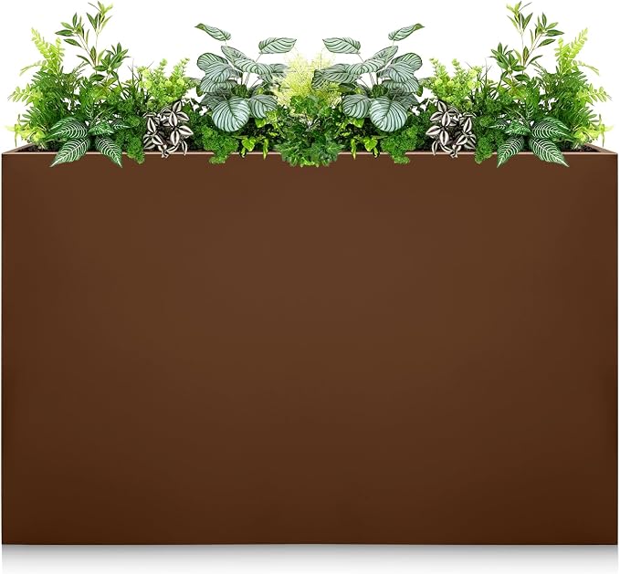 Galvanized Steel Planter Box-No Installation Required Metal Rectangular Block by Zezgeuro