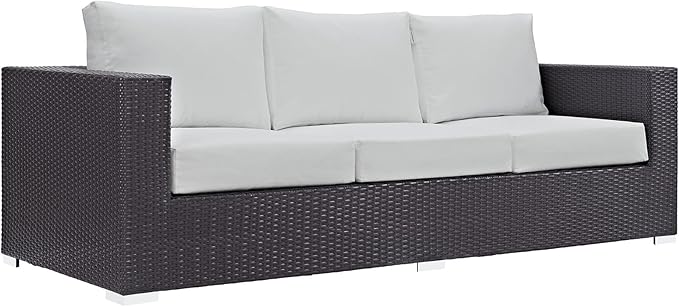 Modway Convene Wicker Rattan Outdoor Patio Sofa in Espresso White - Image 3