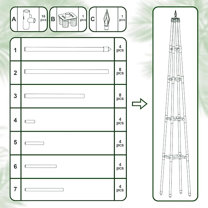 6FT Obelisk Trellis for Climbing Plants Outdoor, 16mm Rust-Proof Extra - Image 5