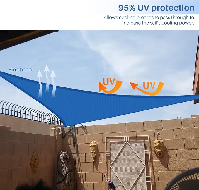 E&K Sunrise 8' x 8' x 8' Sun Shade Sail Triangle Canopy Shade Cover UV Block - Image 5
