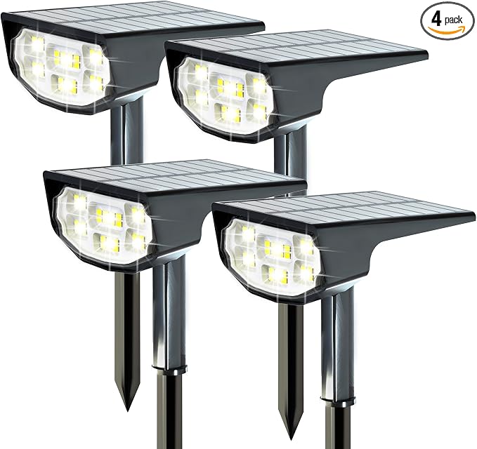 Solar Spot Lights Outdoor IP68 Waterproof, Ultra-Bright Performance，Simple Modes by Home