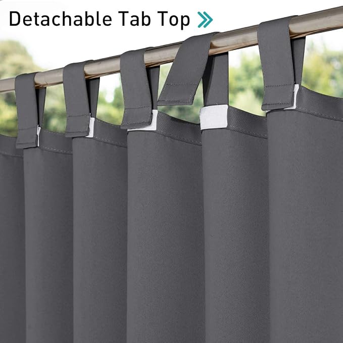 NICETOWN 2 Panels=104" Width Patio Curtains Outdoor Waterproof Extra Long 108" - Image 3