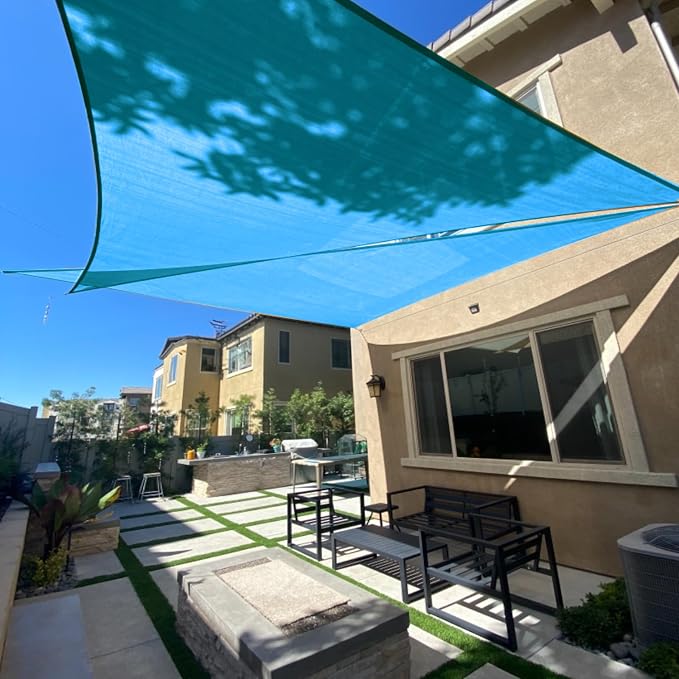 SUNLAX Sun Shade Sail 10' x 15' x 18' Turquoise Blue Rectangle Canopy Sail by SUNLAX