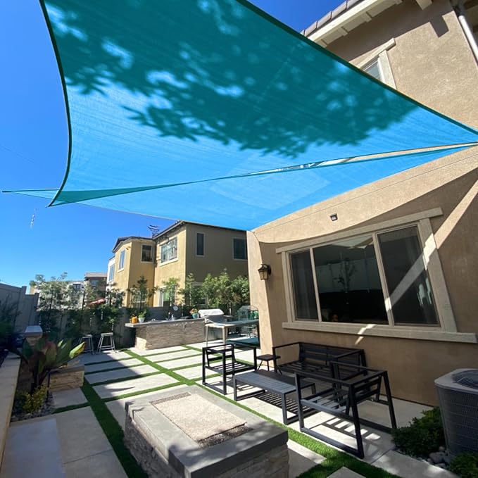 SUNLAX Sun Shade Sail 7' x 13' x 14.8' Turquoise Blue Rectangle Canopy Sail by SUNLAX