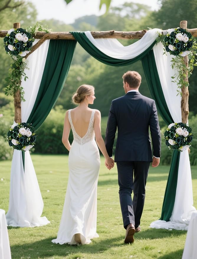 Artificial Flowers: Silk Rose Ball Centerpieces, Green and Ivory