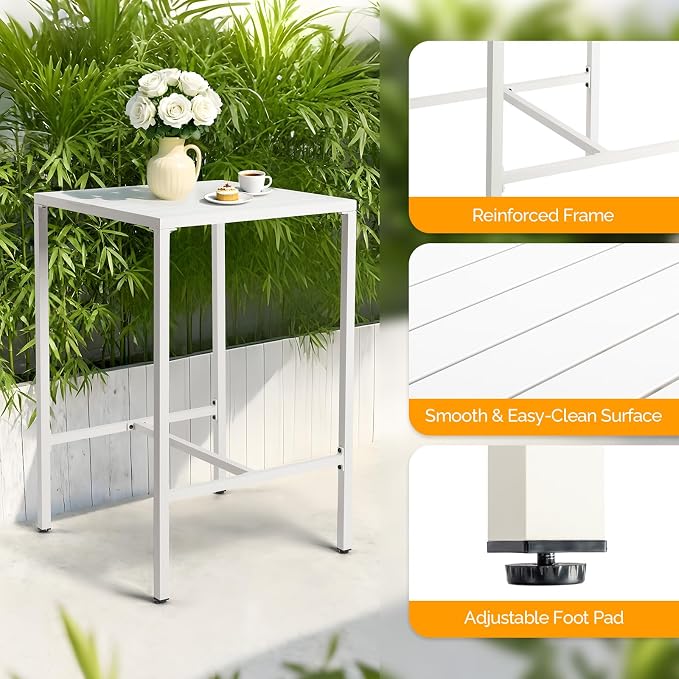 VINGLI 27 Inch Outdoor Bar Table, All-Weather Aluminum Patio Balcony Pub Table - Image 4