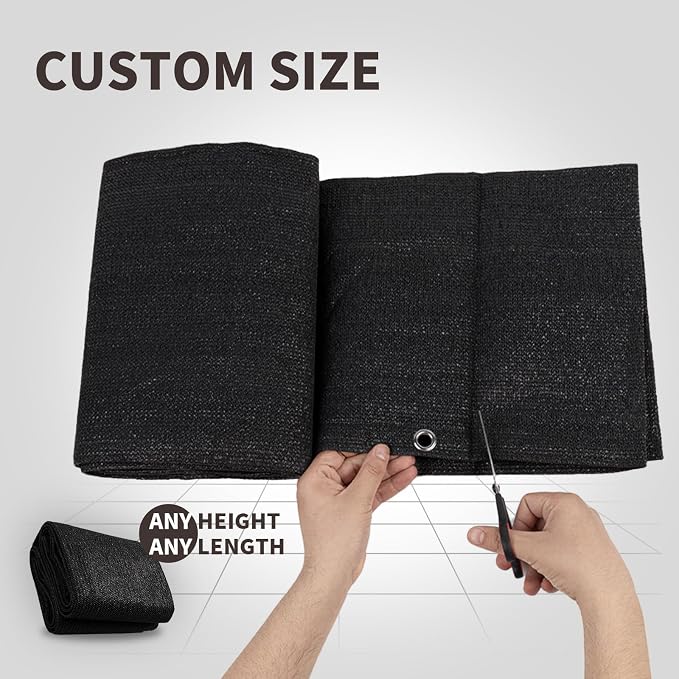 LOVE STORY Custom Size 2'6''x31' Black Balcony Privacy Screen, UV Block Privacy - Image 2