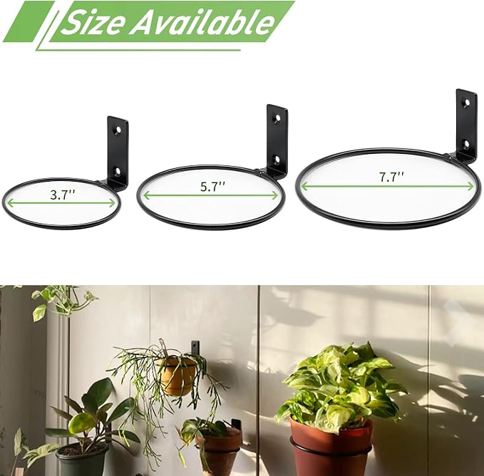 6 Pack 6 Inch Wall Flower Pot Holder Ring Plant Hanger, Metal Planter Hooks - Image 3