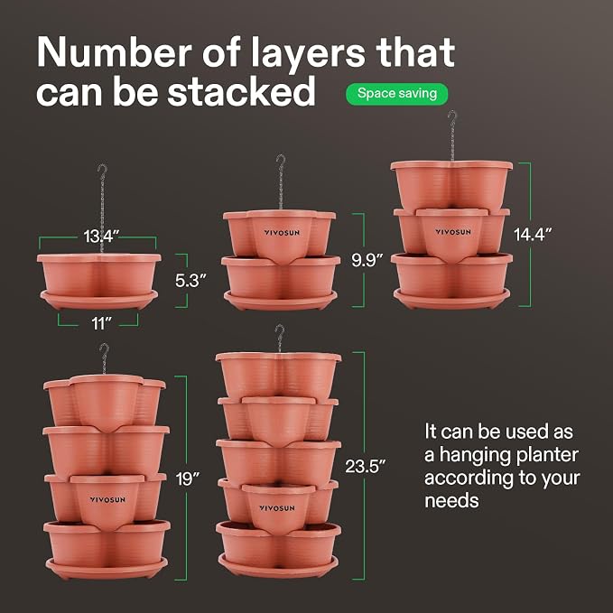 VIVOSUN 5 Tier Vertical Gardening Stackable Planter - Image 4