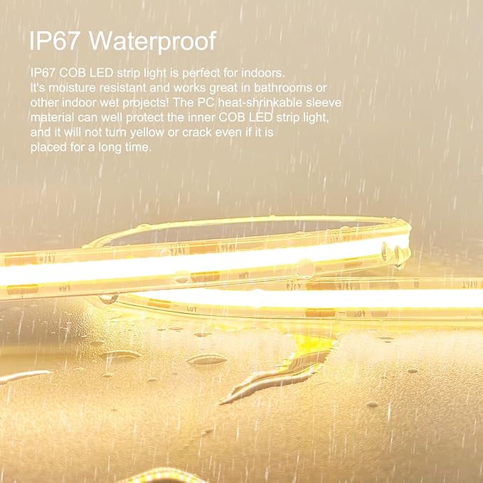 100ft COB Outdoor LED Strip IP67 Waterproof, 3000K Warm Whit DC24V Flexible LED - Image 2