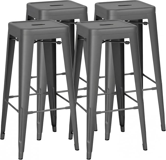 Shahoo 30 Inches Metal Bar Stools Counter Height Stackable Backless Stools by BuynowfromShahoo