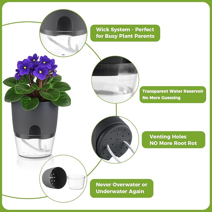 Planterhoma 8 Pack Self Watering Pots - Image 6