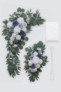 Artificial Flower Swag Kit in Dusty Blue and White with 26 Ft Draping