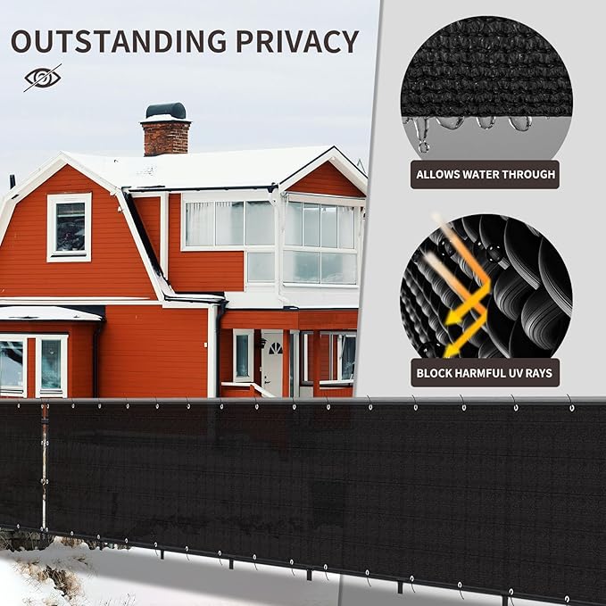 LOVE STORY Custom Size 3'x20' Black Balcony Privacy Screen, UV Block Privacy - Image 4