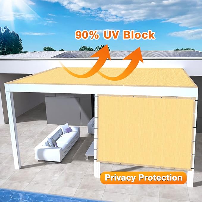 Artpuch Outdoor Pergola Shade Cover 9x12 FT Sun Shade Cloth - Image 3