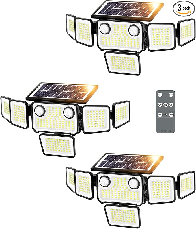 6000LM Solar Lights Outdoor Waterproof, 6 Heads Solar Flood Lights Outdoor by SZPOWER