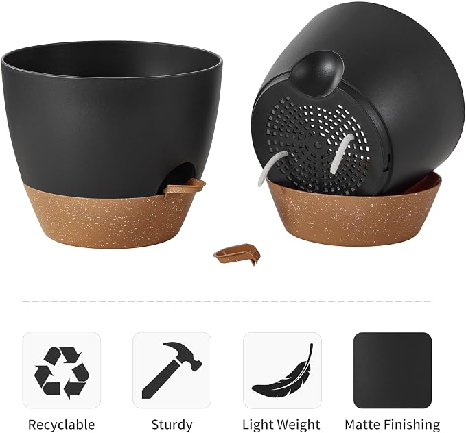 FaithLand 3-Pack Planter Pots, 10 9 8 Inch Self Watering Flower Pots - Image 5