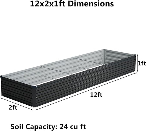 12x2x1 ft Galvanized Raised Garden Bed, Outdoor Planter Box Metal Patio Kit - Image 2