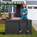 Deck Box 180 Gallon Striped Black Resin Outdoor Storage with Hydraulic Lid