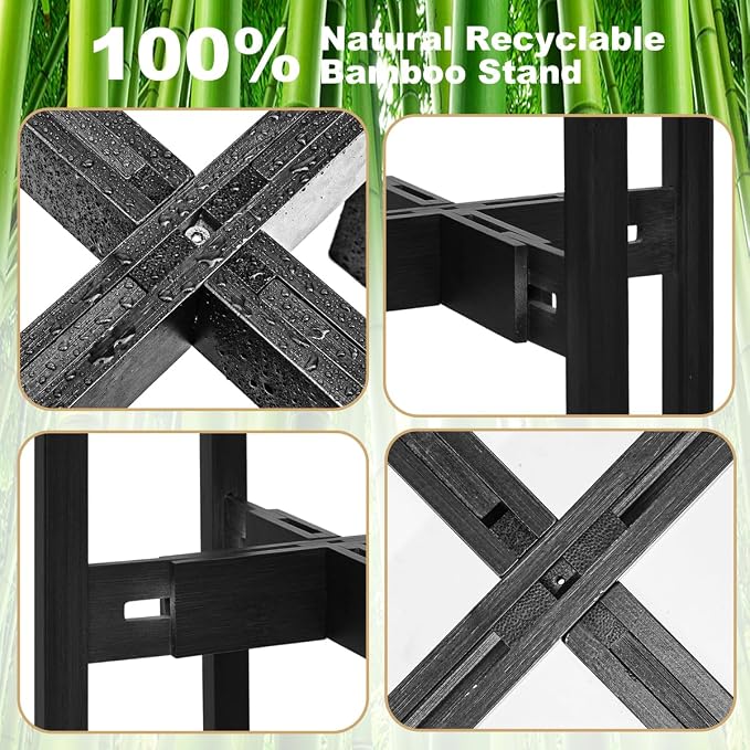 Adjustable Plant Stand Indoor, Bamboo Mid Century Modern Plants Stands - Image 4