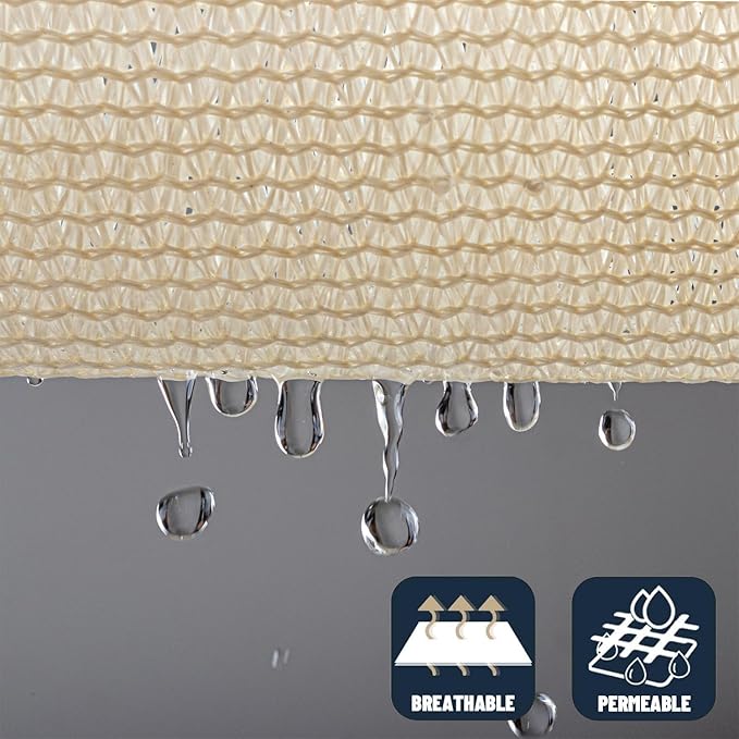 SUNNY GUARD Custom Size 12'x20'x22.4' Butter Cream Sun Shade Sail Triangle UV - Image 5
