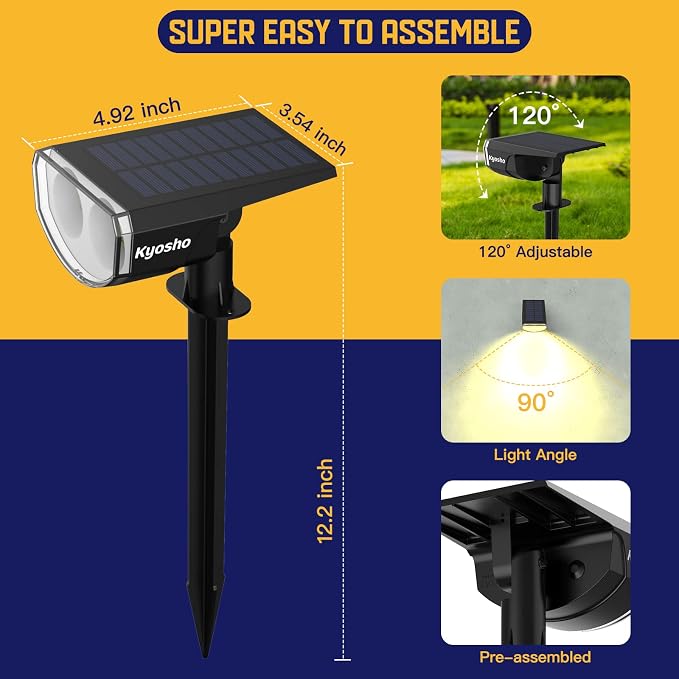 Kyosho Solar Outdoor Lights Waterproof IP67, 38 LEDs Solar Spot Lights Outdoor - Image 6