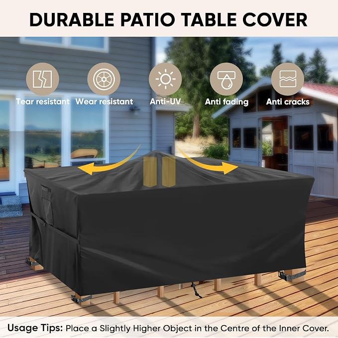 Furniture Set Covers, Black Waterproof Oxford Cover, 108 x 82 Inch