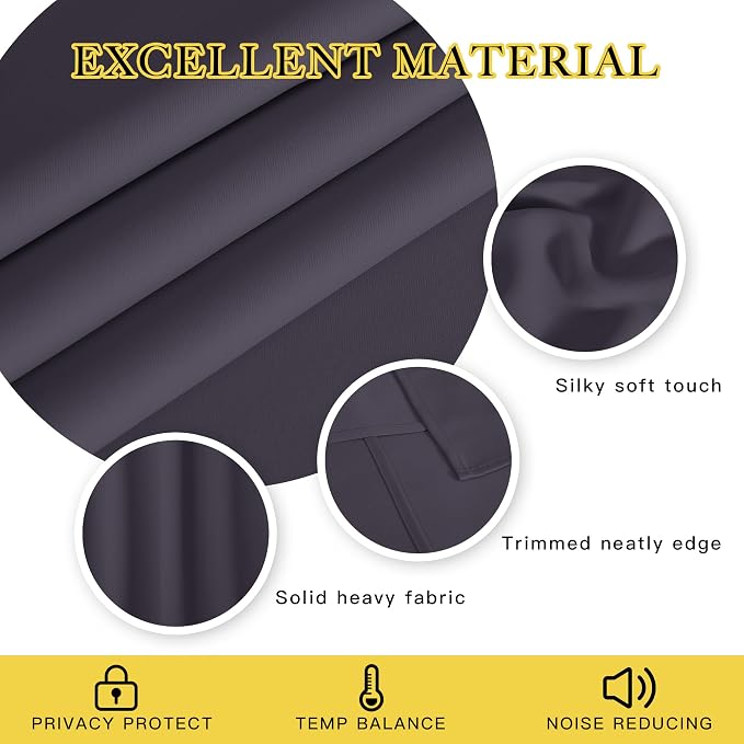 NICETOWN Greyish Purple Blackout Curtains 84 inch Length, Grommet Top Room - Image 2