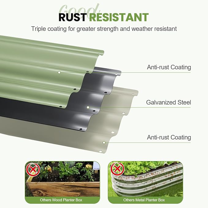 G GOOD GAIN 3-in-1 Adjustable Raised Garden Bed Kit | Galvanized Planter Boxes - Image 5