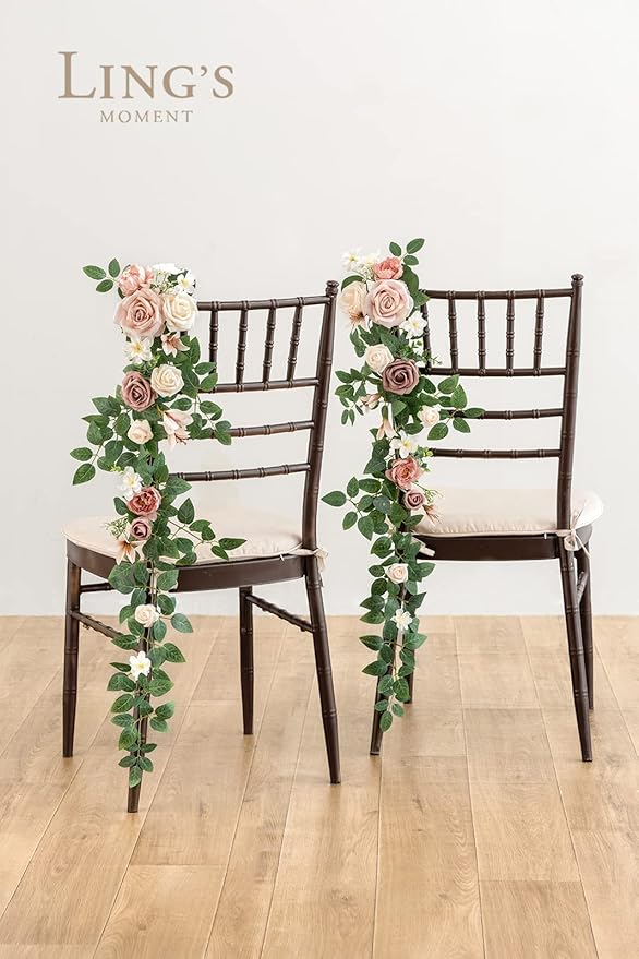 Artificial Flowers Wedding Chair Floral Swags, 10 Pack, Dusty Rose