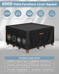 Furniture Set Cover 62x62x28 Inch Waterproof 600D Oxford Black