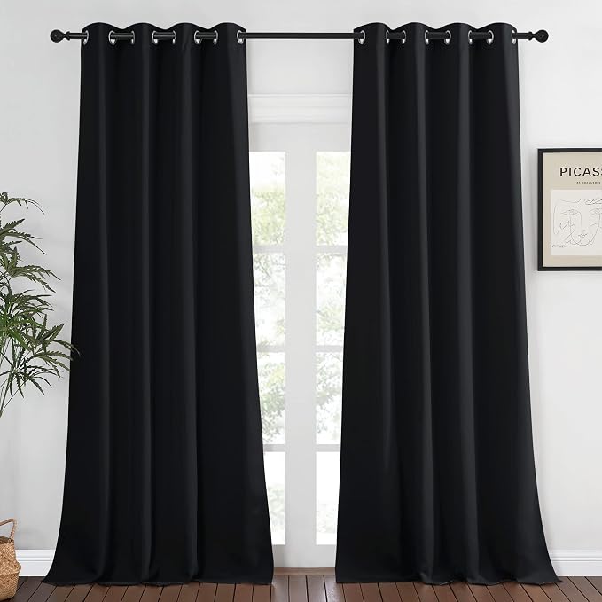 NICETOWN Black Blackout Curtain 108 inches Long by NICETOWN