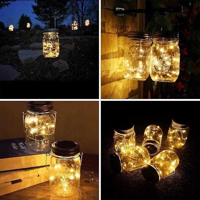 String Lights Mason Jar Lid Lights, 12 Pack Warm White Solar