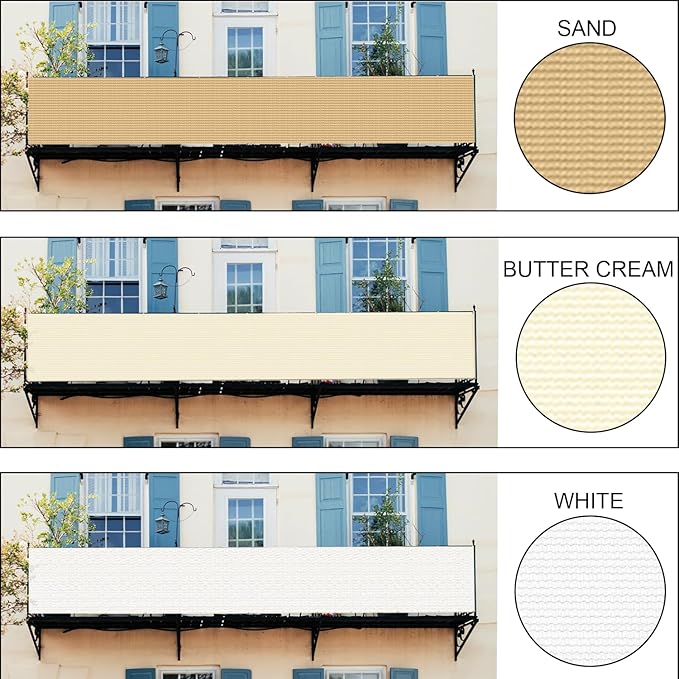 LOVE STORY Custom Size 3'x6' Butter Cream Balcony Privacy Screen, UV Block - Image 3