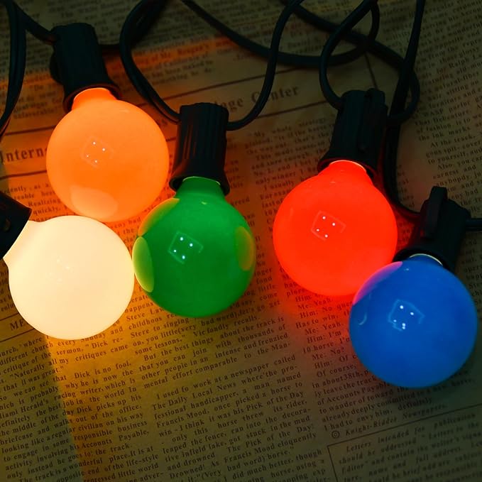 String Lights 25 Ft G40 Ceramic Multicolor Bulbs for Outdoor Use