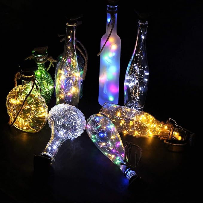Solar Wine Bottle Lights, 12 Pack Copper Fairy String Lights in 3 Colors