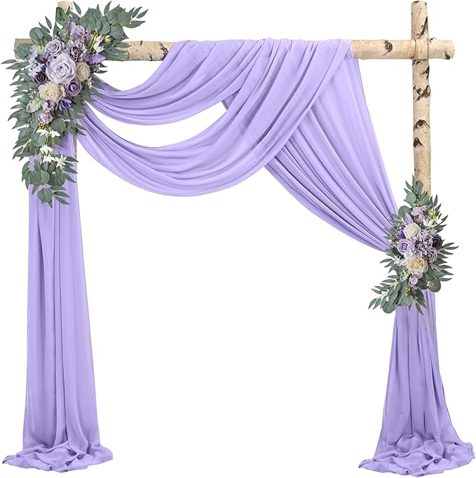 Outdoor Curtains: Lilac Chiffon Wedding Arch Drapes, 4 Panels, 20 Ft